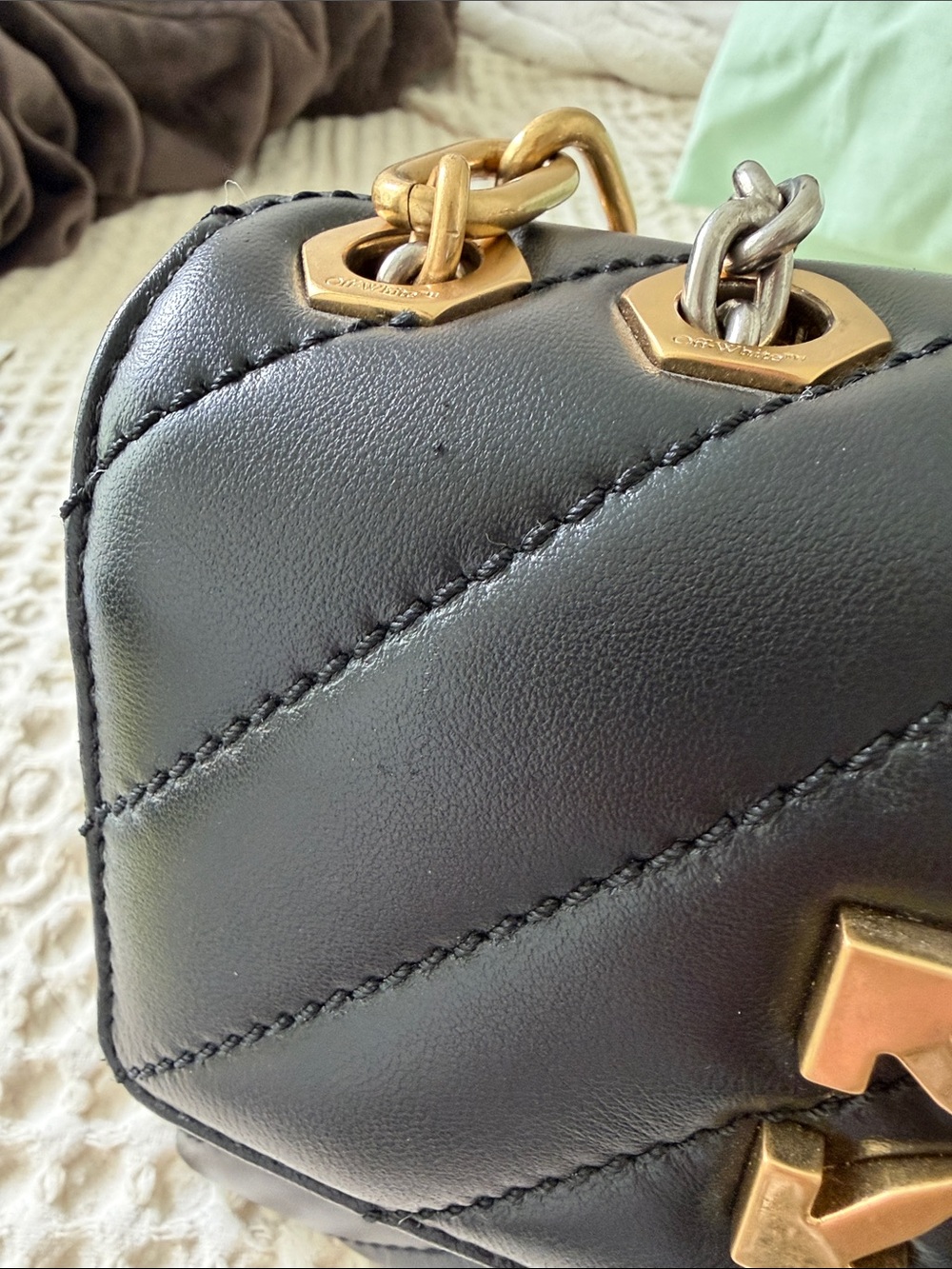 Off-White Jackhammer 19 Black Quilted Leather Handbag - Picture 15 of 16